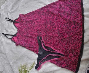 Pink &amp; Black Babydoll Set