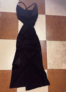 Black Ribbed Party Maxi Dress