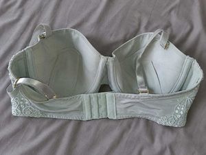 Padded Grey Lace Trim Bra