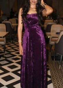Elegant Purple Velvet Strapless maxi 💜