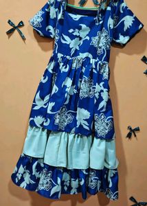 Blue Floral Tiered Dress