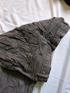 Grey Flared Jeans with Front Slits