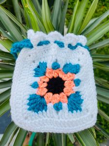 Handmade Crochet Drawstring Pouch