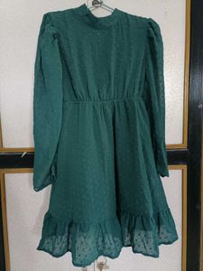 Emerald Green Textured Midi Dress