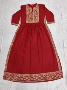Maroon Nayra Cut Kurti, Size 38