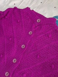Magenta Knit Cardigan Sweater