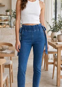 High Waisted Blue Denim Pants