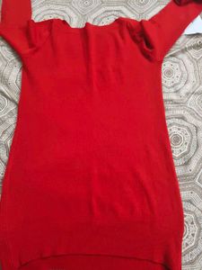 Red Knit Self Design Sweater in 38 bust size
