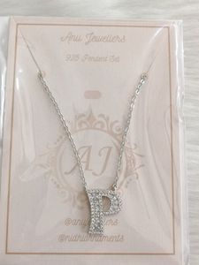 925 Silver Letter 'p' Pendant With Chain