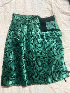 Green Velvet Mini Skirt