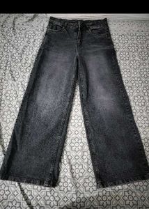 Wide Leg Washed Denim Jeans