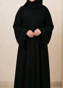 New Black Abaya with Beaded Embellishments