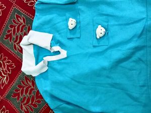 Blue Kurta with Bear Embellishments