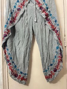 Boho Embroidered Palazzo Pants