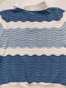 Striped Knit Polo Top