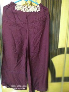 Maroon Embroidered Button-Down Top