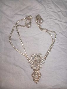 3 set earring kombo Vintage Pearl and Rhinestone C