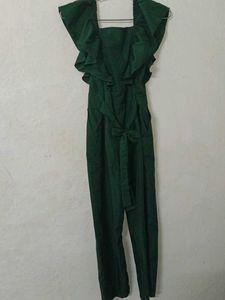 Stylish Green Ruffled Jumpsuit