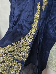 Embellished Blue Kurta and bell bottom palazzo