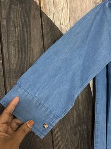 Embroidered Denim Shirt Co-ord set