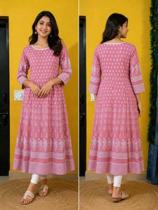 Stylish Pink Printed Kurta for Women