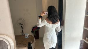 Sparkly White Ruched Long Sleeve Dress