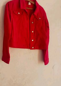 Vibrant Red Denim Jacket