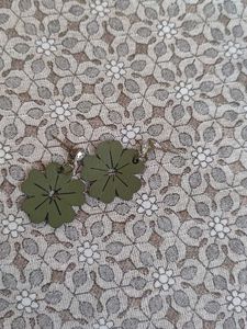 Olive Green Flower Earrings