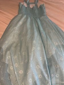 Sparkling Blue Gown with Floral Accents