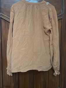 Mustard Button Up Blouse with Lace Detail