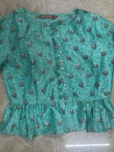 Elegant Aqua Printed Lehenga Set