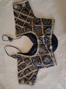 Stylish Navy Blue Embroidered Blouse