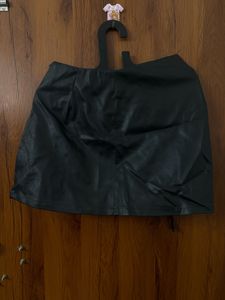 Charcoal Leather Skirt