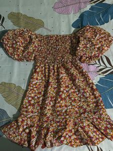 Floral Puff Sleeve Off-Shoulder Dress