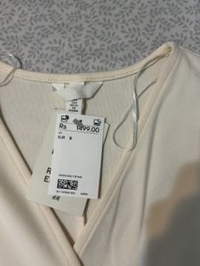 Cream V-Neck Button-Up Top