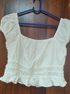 White Eyelet Puff Sleeve Top