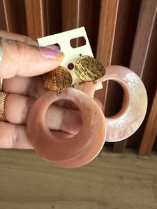 Chunky Hoop Earrings with Gold Detail