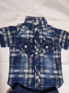 Boys Denim Shirt and Shorts Set