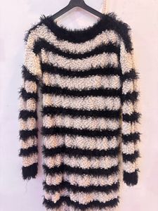 Striped Fuzzy Sweater Dress
