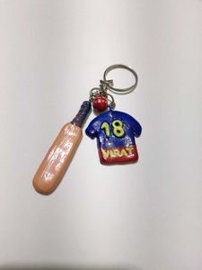 Cricket Bat &amp; Virat Jersey Keychain