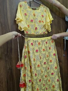 Beautiful Yellow Embroidered Lehenga Choli
