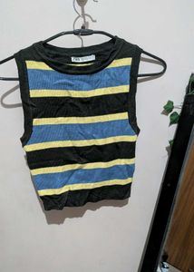 Striped Sleeveless Knit Top