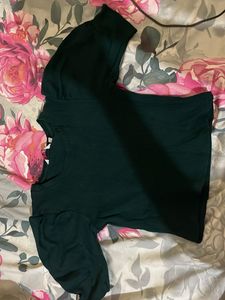 Dark Green Puff Sleeve Top