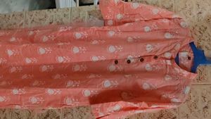 Peach Printed Kurta