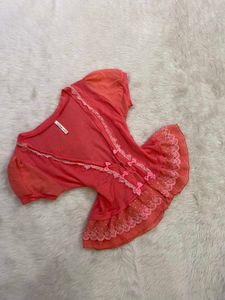 Sheer Ruffle &amp; Bow Top