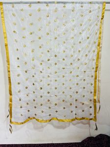 White And Golden Color Duppatta