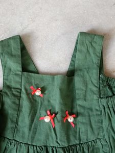 Green Girls Top with Floral Embroidery