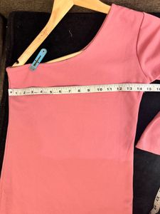 Chic One-Shoulder Pink Dress