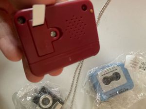 Red Retro Cassette Tape model working song and rec