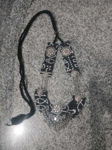 Traditional Fabric & Silver Necklace